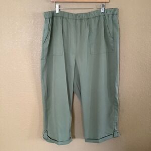 Alfred Dunner Women's Green Pull on Capri Pants Sz 18W